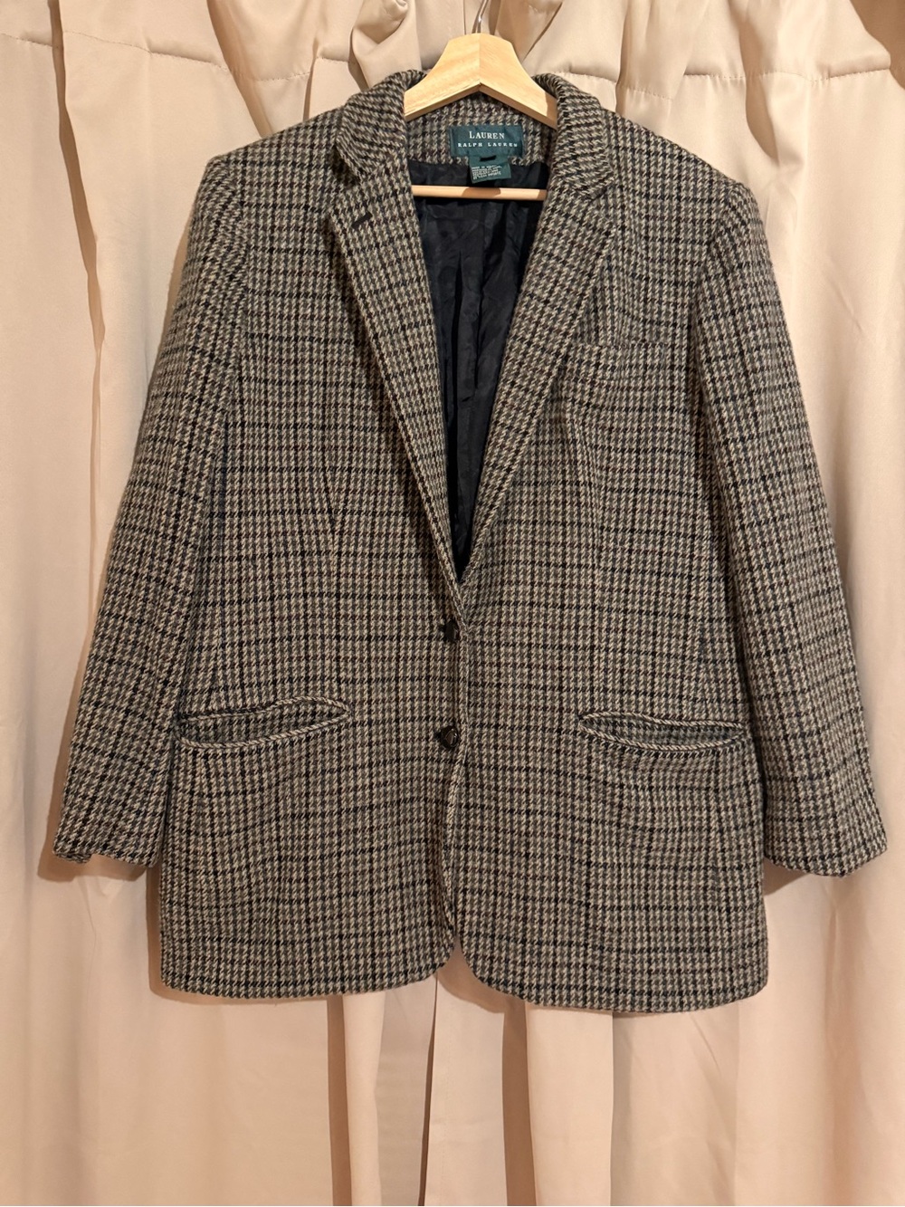 Lauren Ralph Lauren Women's Houndstooth Wool Blazer - Black & White